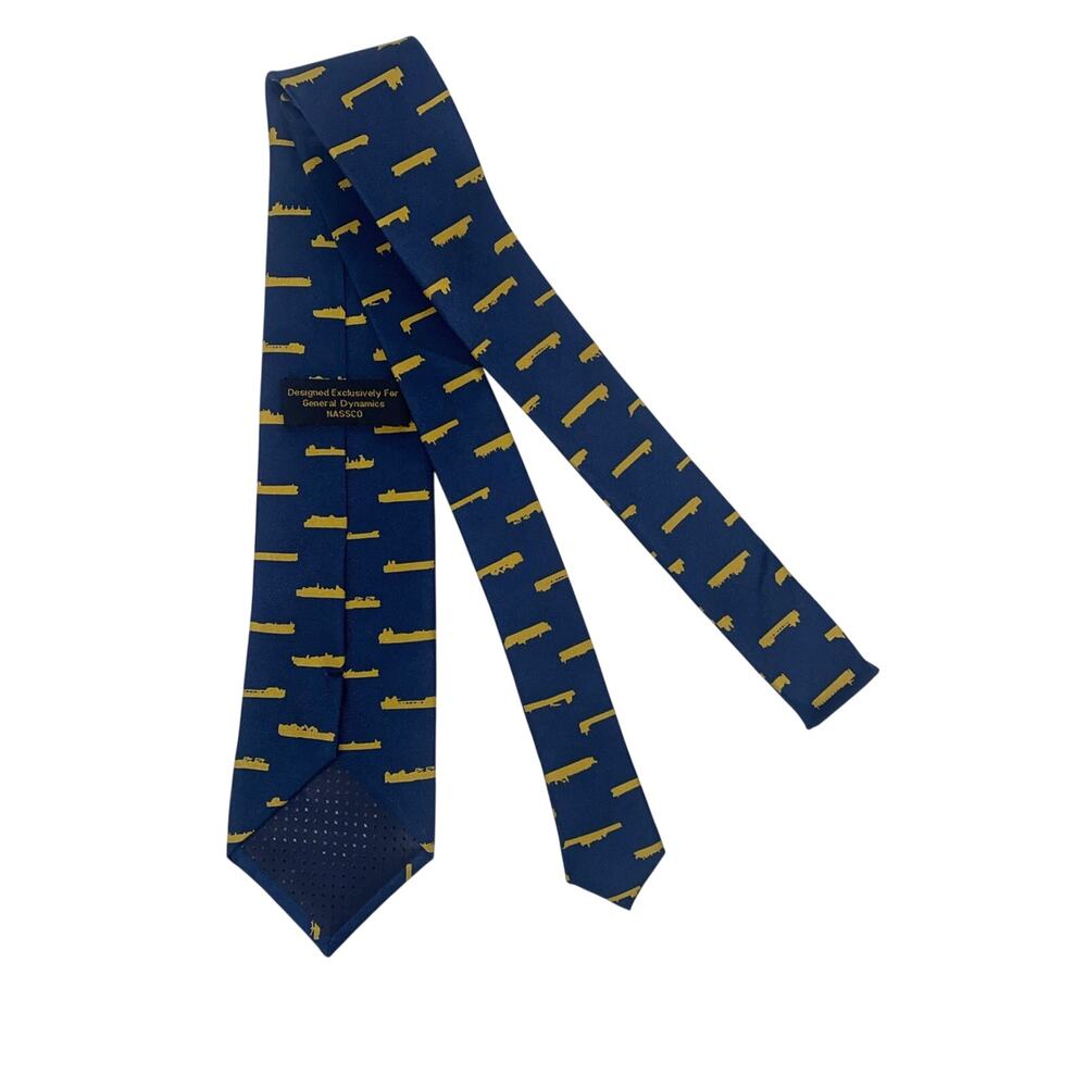 General Dynamics Ship Tie Navy Blue 100% Silk Necktie by Nassco 60”x3.25” - Picture 4 of 6